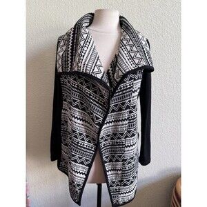En Creme Women Open Front Cardigan Shawl Collar S Aztec Tribal Western Boho